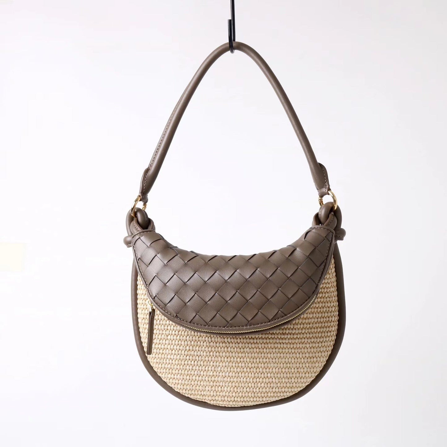 New women’s straw-woven moon bag