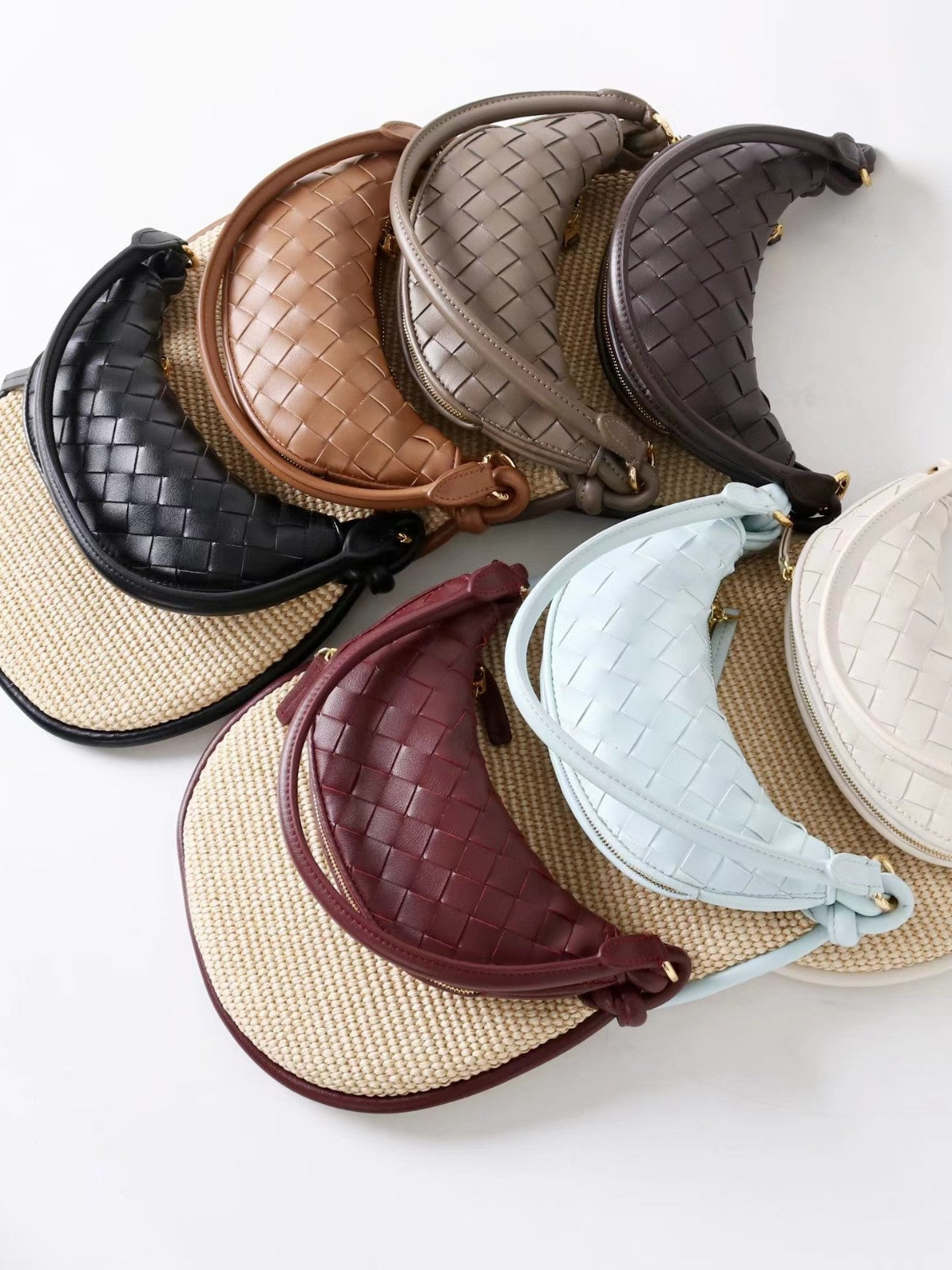 New women’s straw-woven moon bag