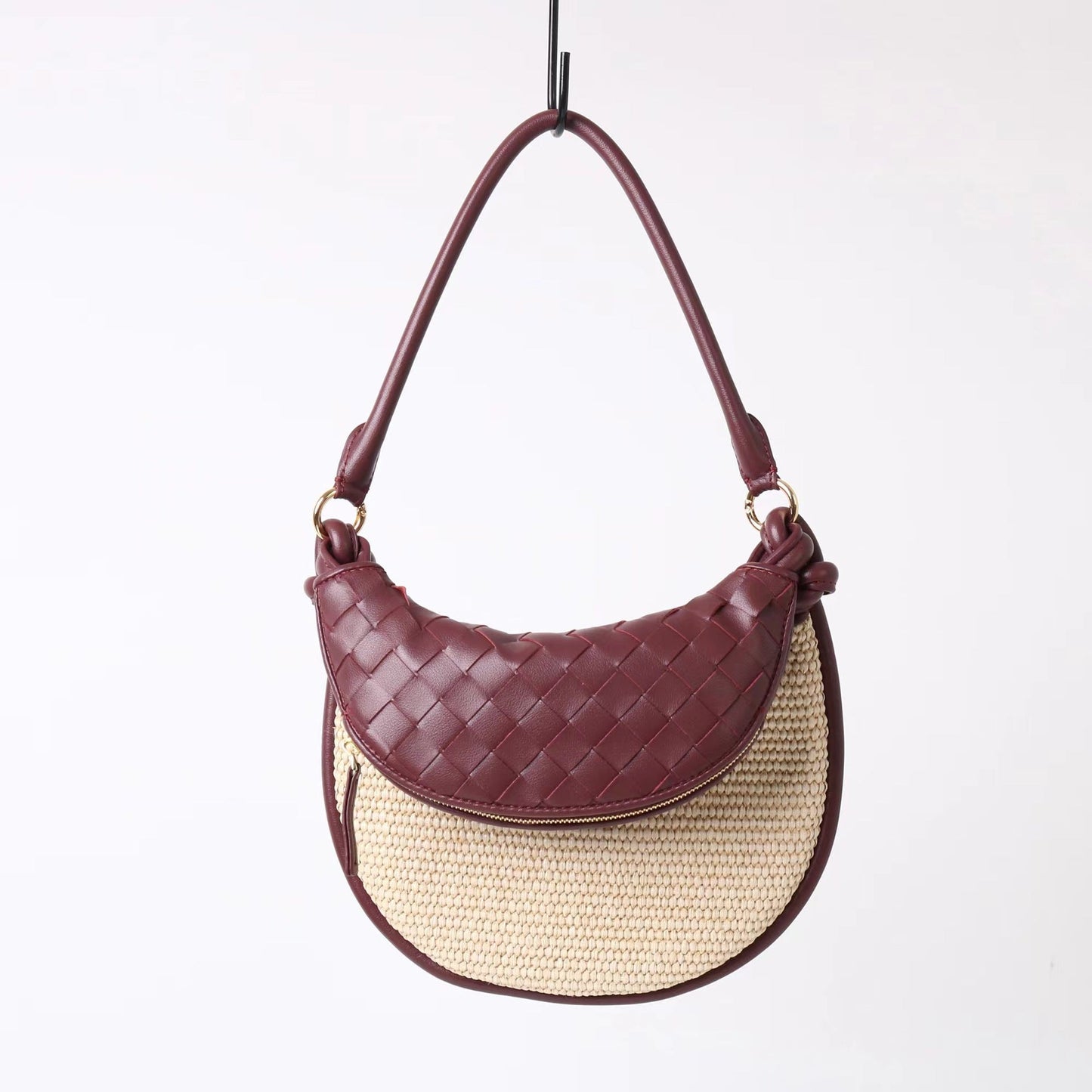 New women’s straw-woven moon bag