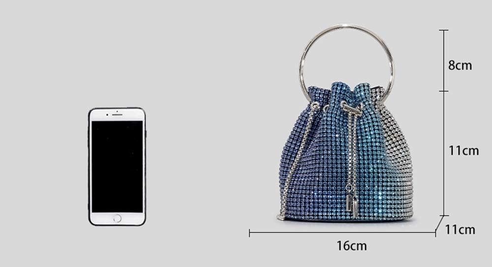 Winnal Crystal Bucket String Shoulder Bag