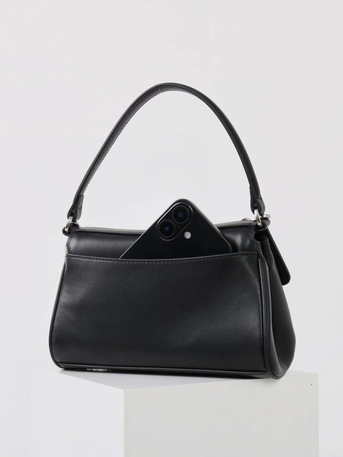 Women double layer cowhide leather handbag