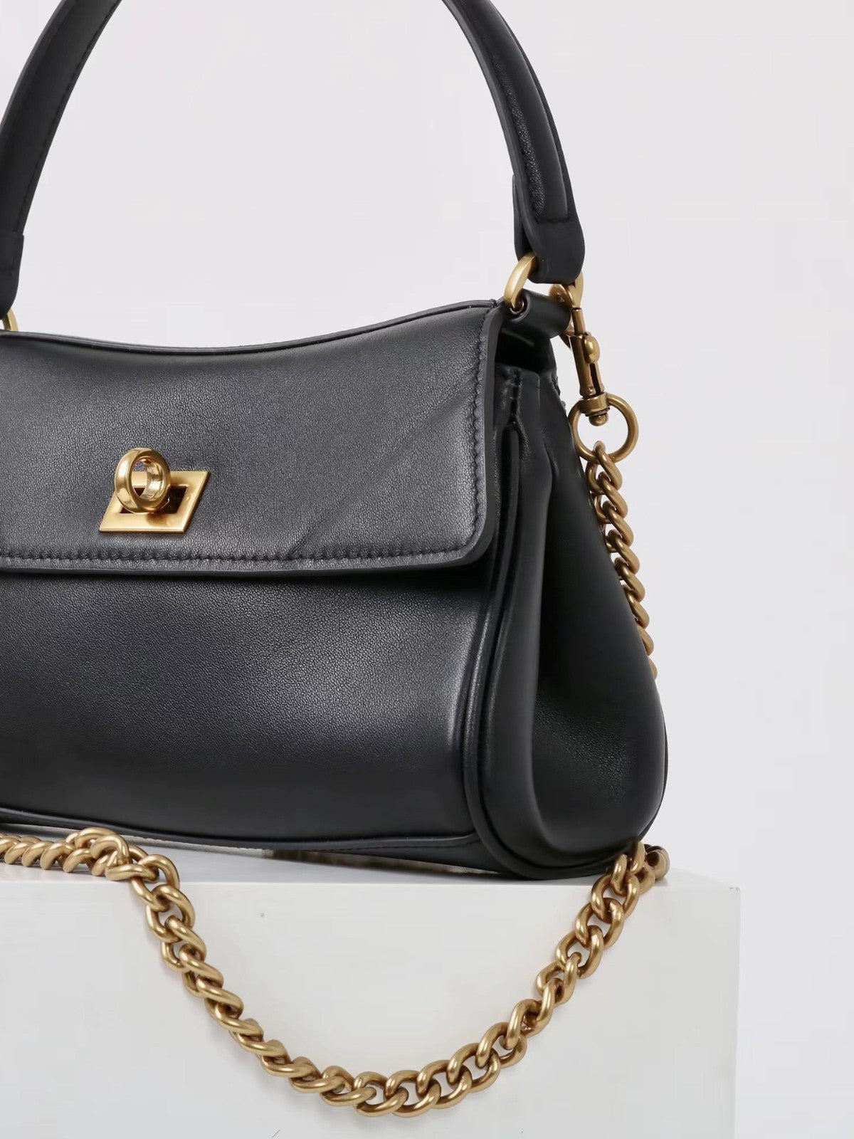 Women double layer cowhide leather handbag