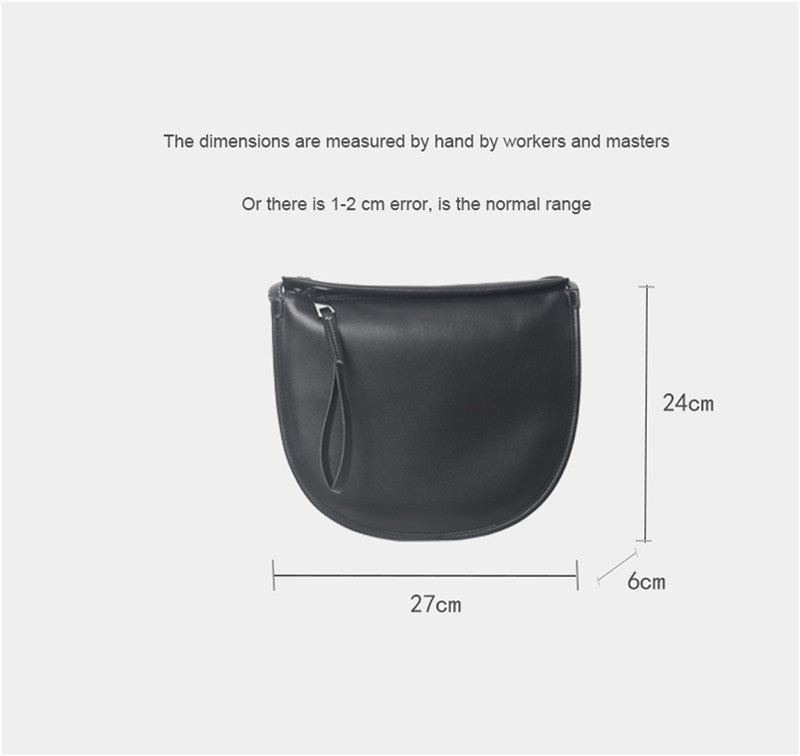 Womens Calfskin Leather Large Cross Body half moon Bag