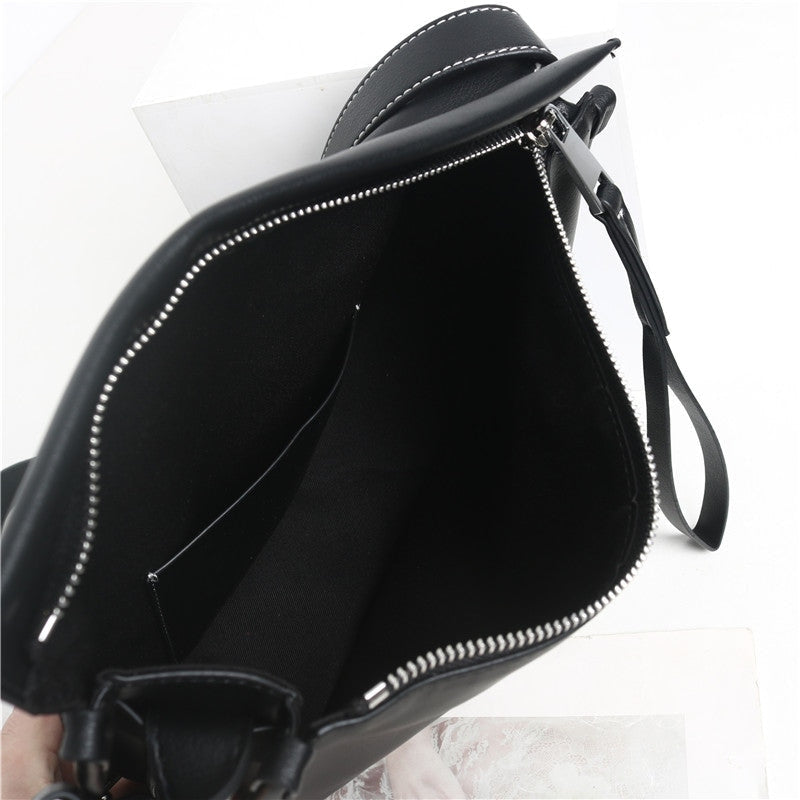 Womens Calfskin Leather Large Cross Body half moon Bag