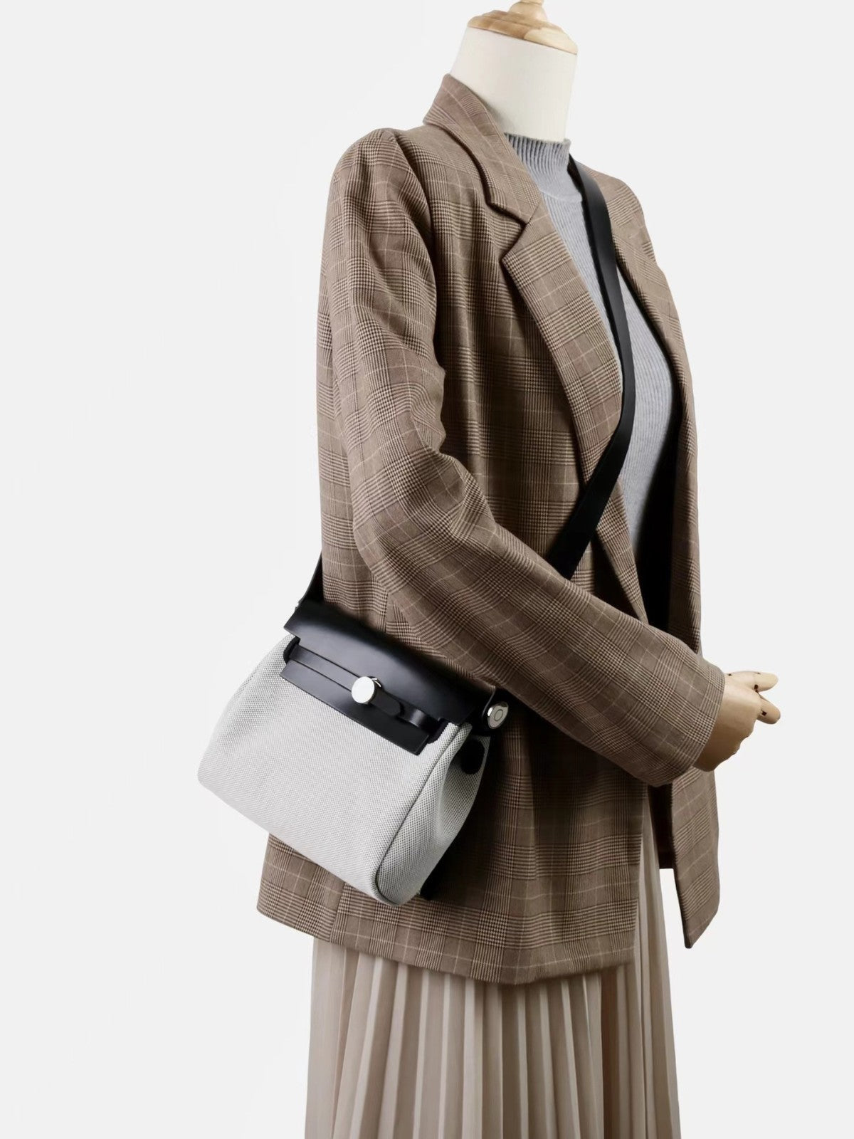 Women’s cowhide canvas bag