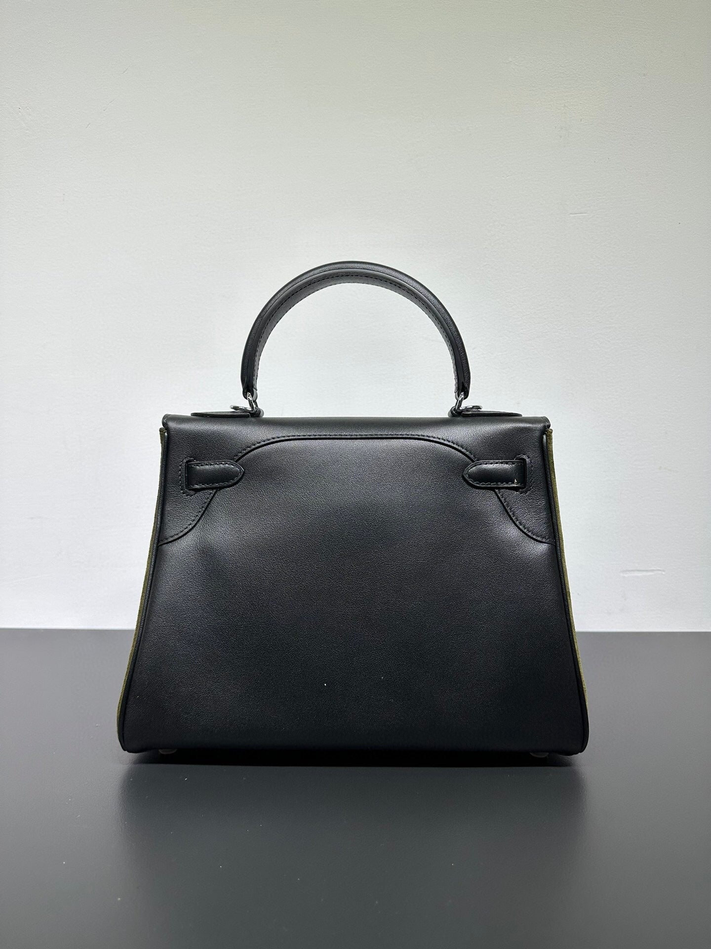 Womens Suede Leather Padlock Tote Bag Olive Green