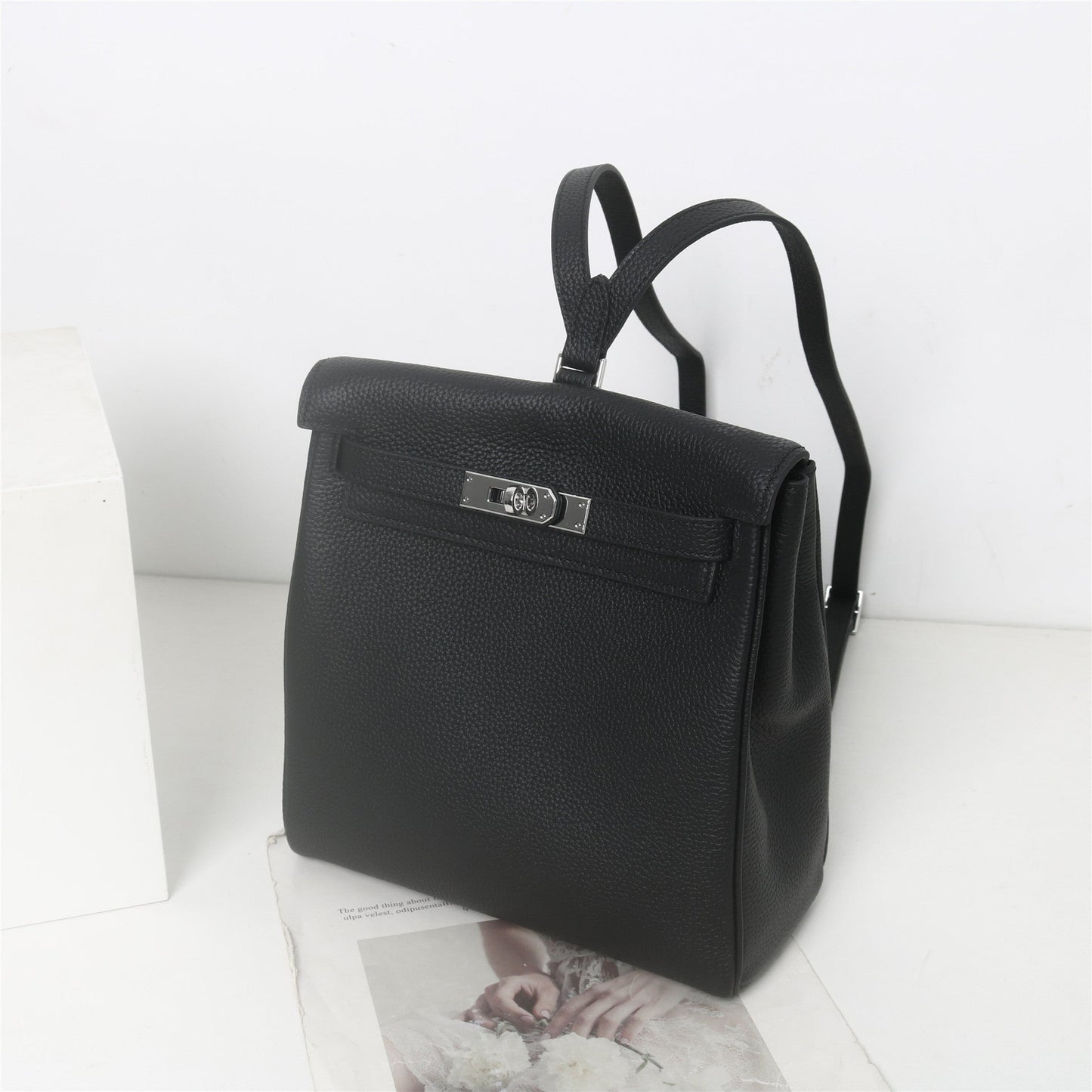 Womens Togo Leather Padlock Backpack