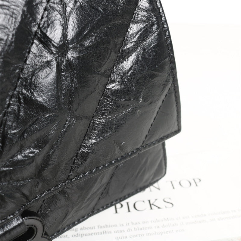 Black Quilted Calfskin Leather Shoulder Cross Body Bag