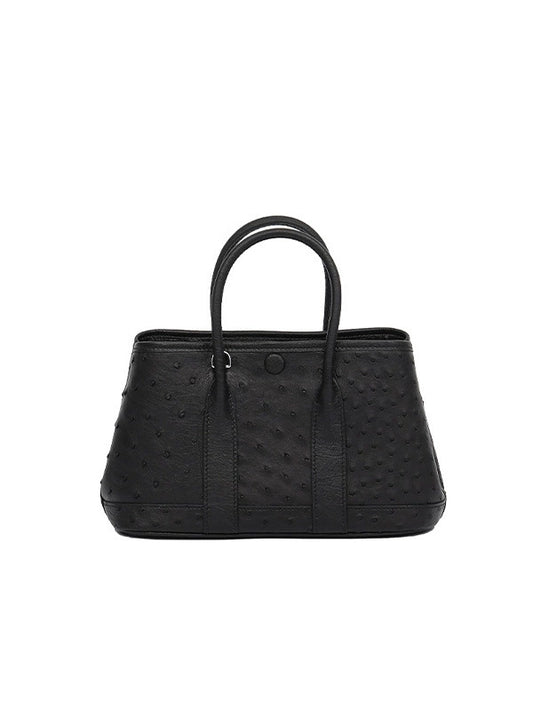 Ostrich Leather Top Handles Cross Body Bag Mini