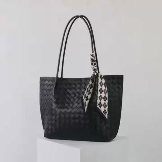 Womens Woven Leather Satchel Hobo Bag