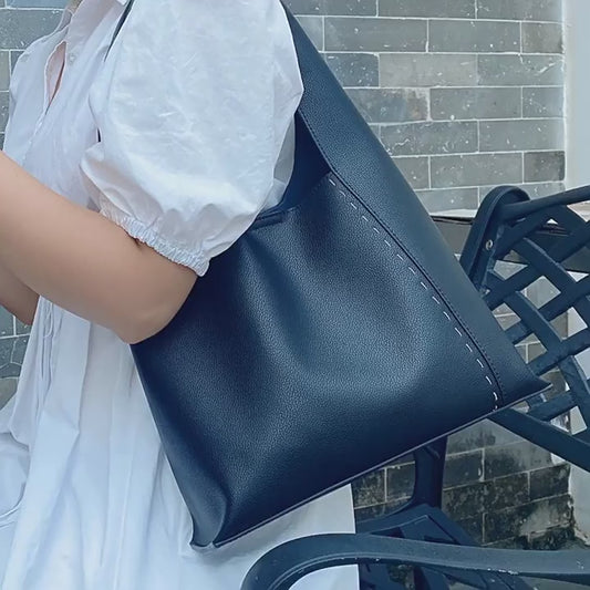 Womens Calfskin Leather Large Underarm Hobo Bag With Pouch