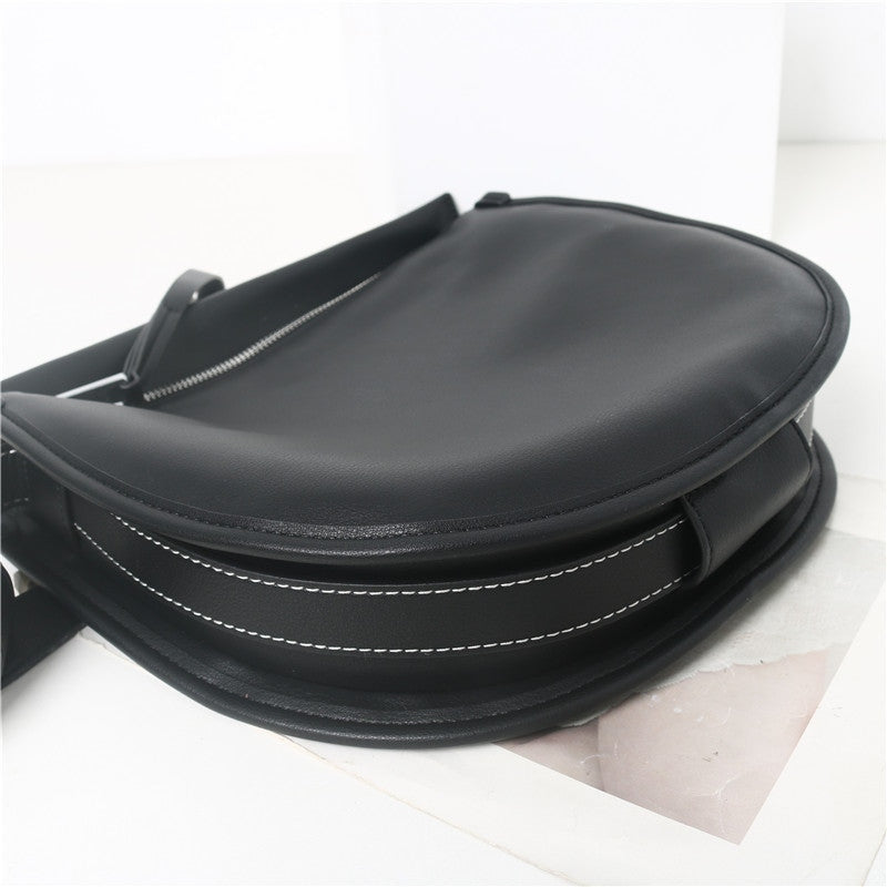 Womens Calfskin Leather Large Cross Body half moon Bag