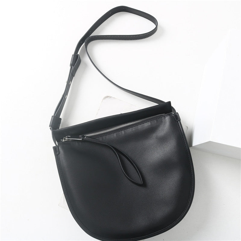 Womens Calfskin Leather Large Cross Body half moon Bag
