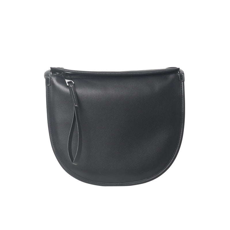 Womens Calfskin Leather Large Cross Body half moon Bag