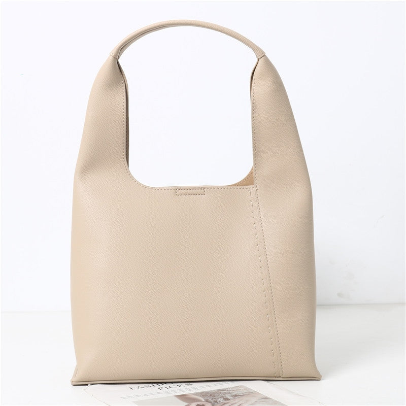 Womens Calfskin Leather Large Underarm Hobo Bag With Pouch