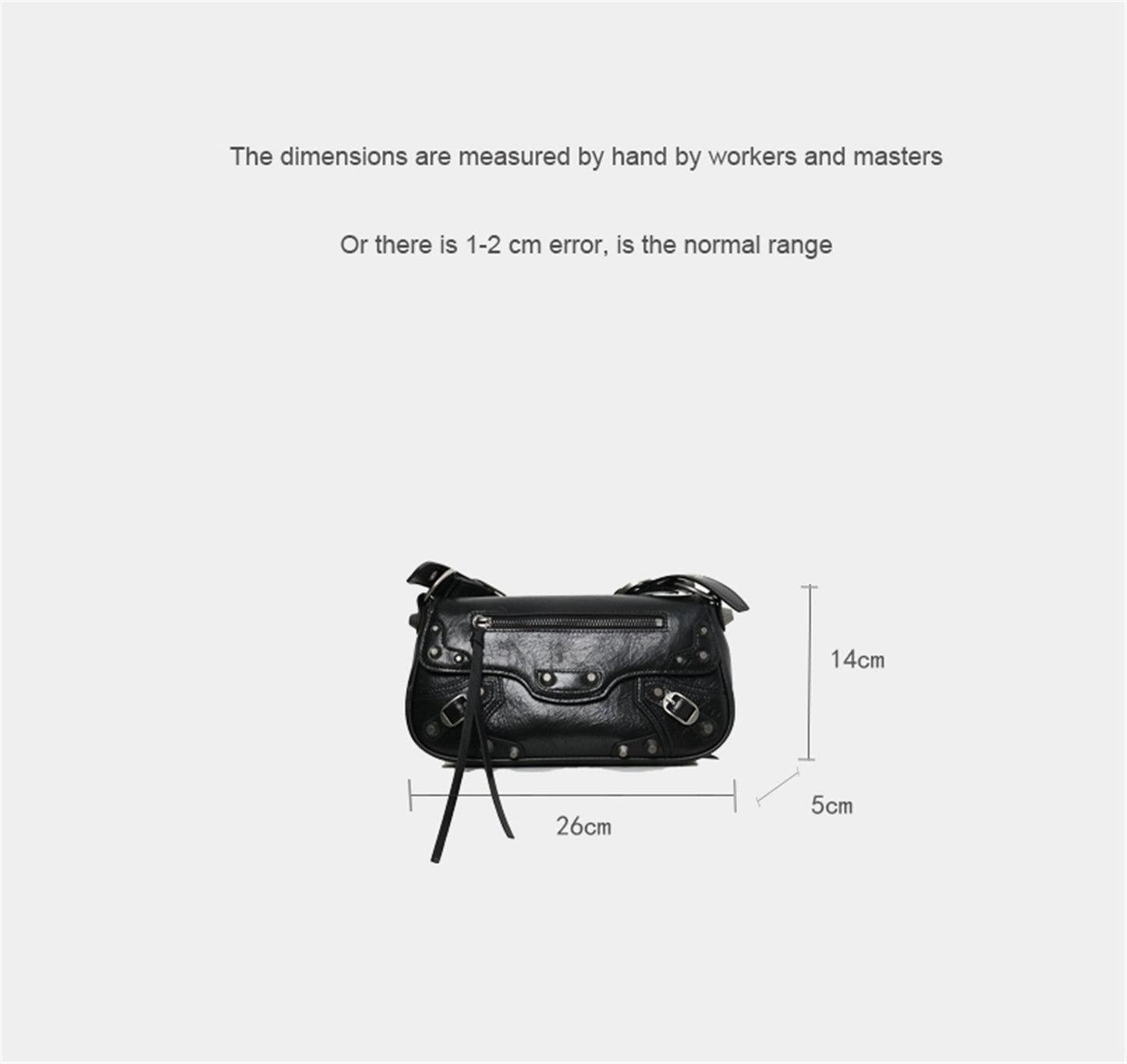 Womens Calfskin Leather Studded Underarm Shoulder Bag