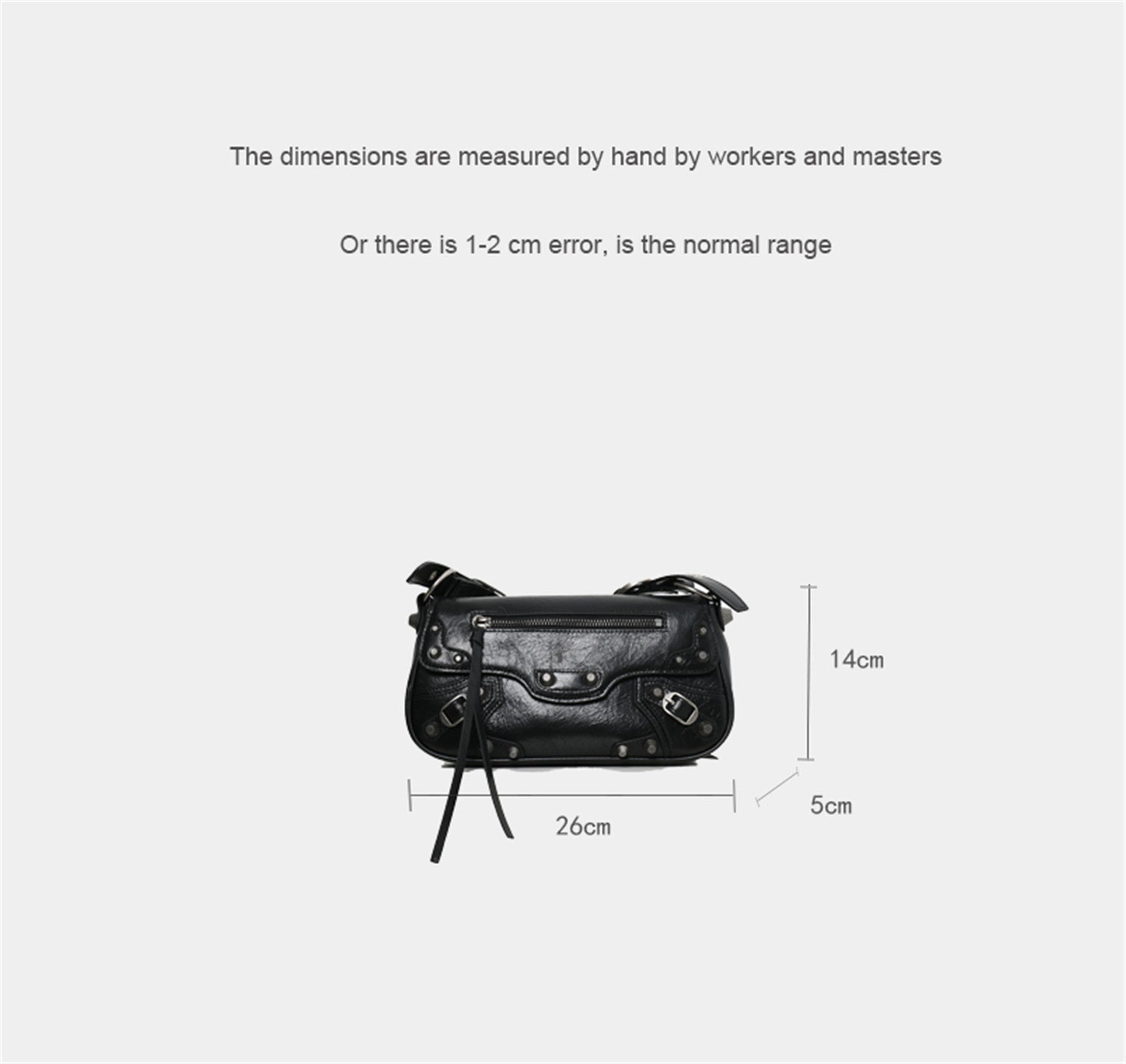 Womens Calfskin Leather Studded Underarm Shoulder Bag