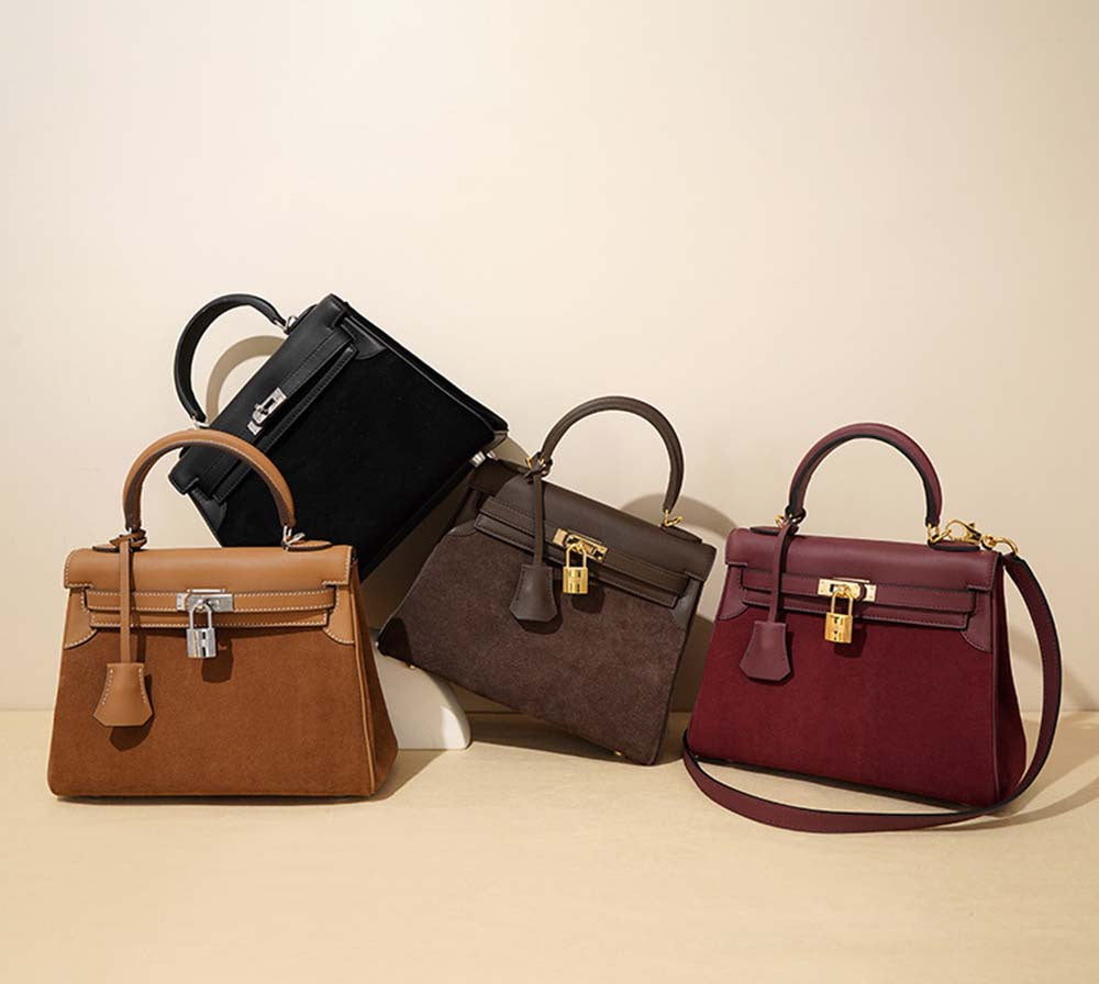Womens Fashion Leather Padlock Satchel Tote Bag