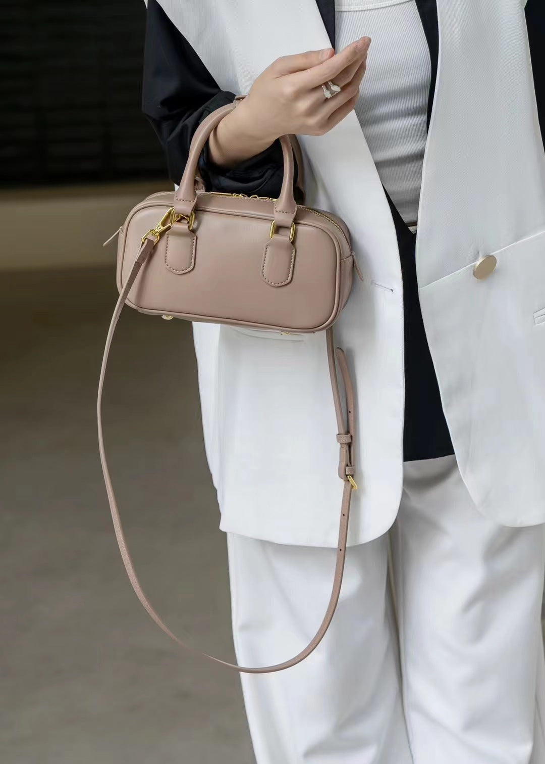 Womens Leather Boston Bowler Cross Boy Bag