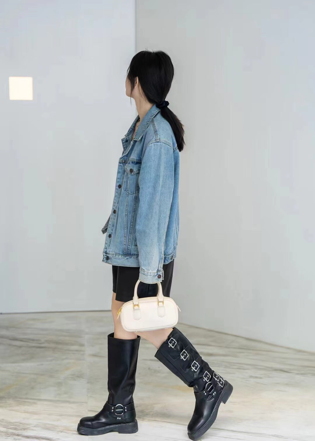 Womens Leather Boston Bowler Cross Boy Bag