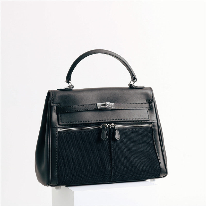 Womens Leather Fashion Bag Classic Canvas Tote