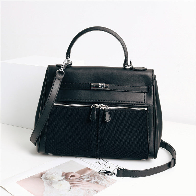 Womens Leather Fashion Bag Classic Canvas Tote