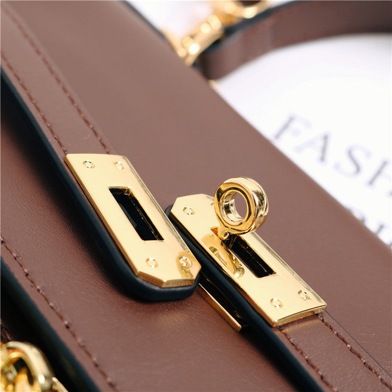 Womens Leather Fashion Bag Classic Contrast Tote
