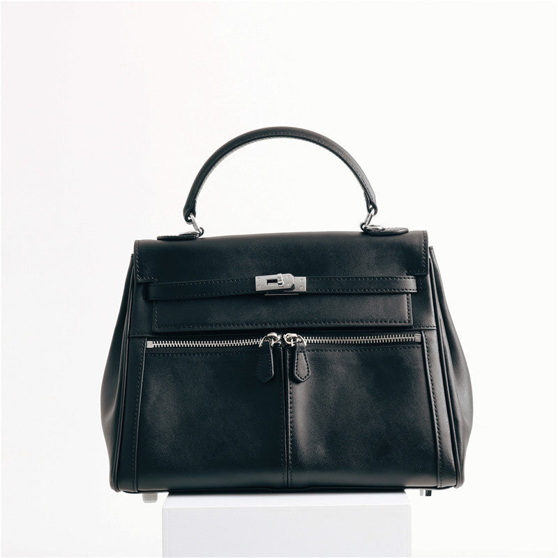 Womens Leather Fashion Bag Classic Contrast Tote