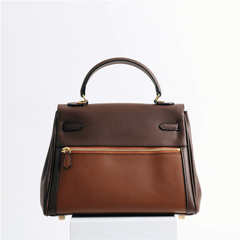 Womens Leather Fashion Bag Classic Contrast Tote