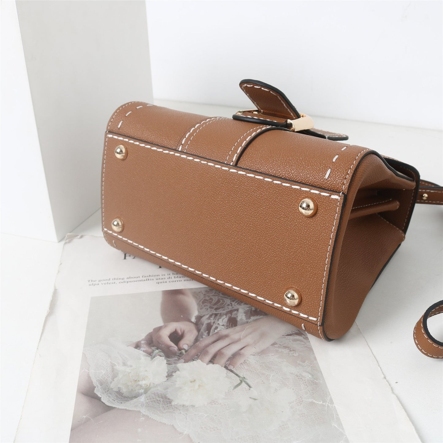 Womens Leather Top Handle Cross Body Bag
