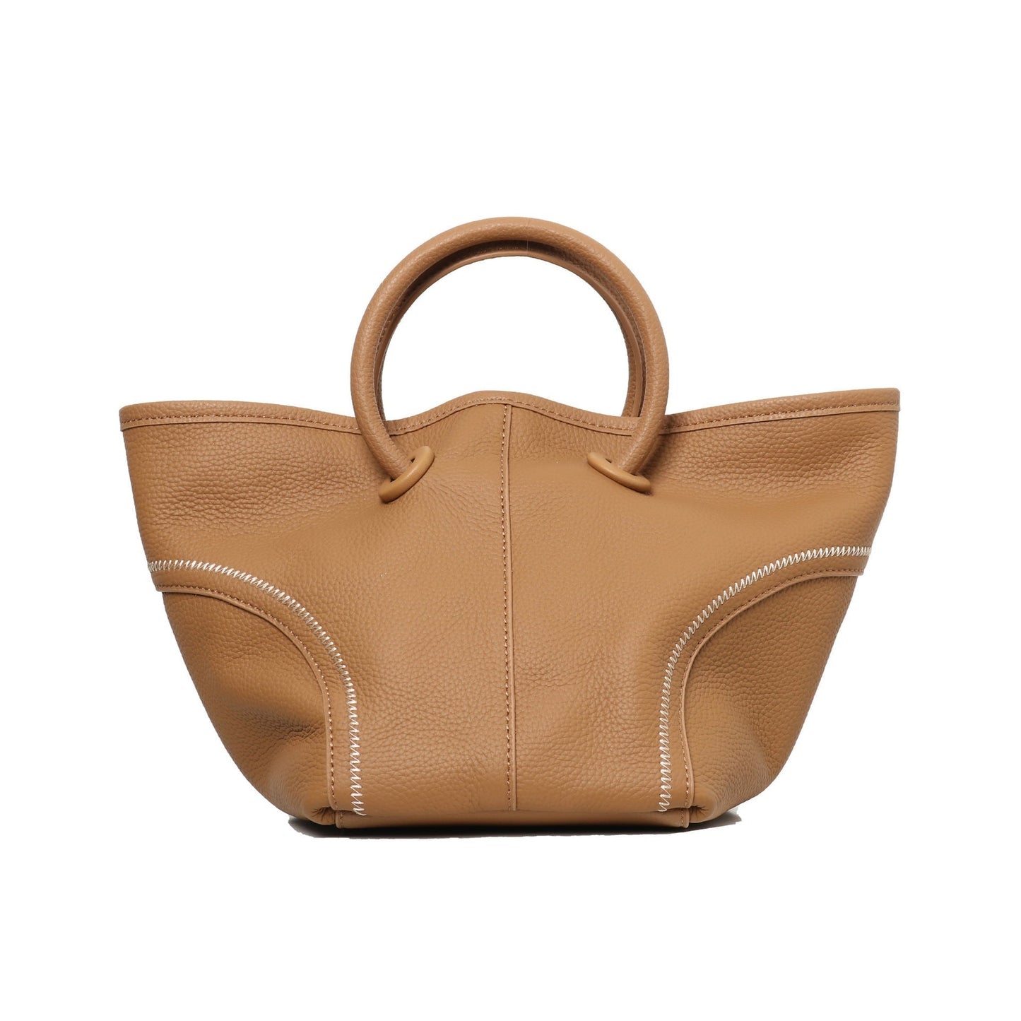 Womens Quilted Leather Bucket Basket Top Handle Bag