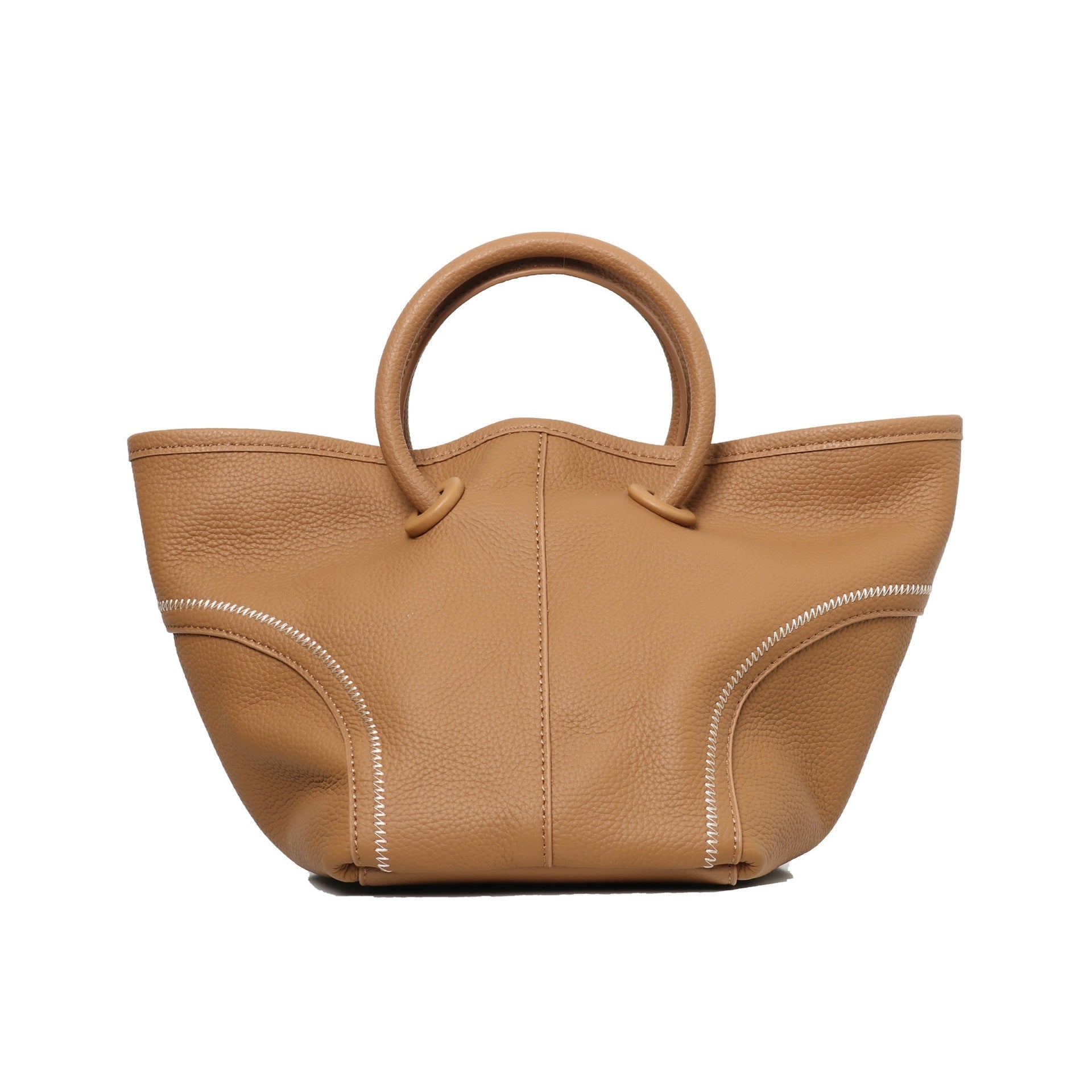 Womens Quilted Leather Bucket Basket Top Handle Bag