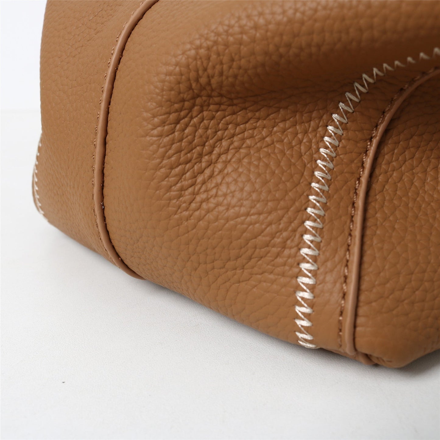 Womens Quilted Leather Bucket Basket Top Handle Bag