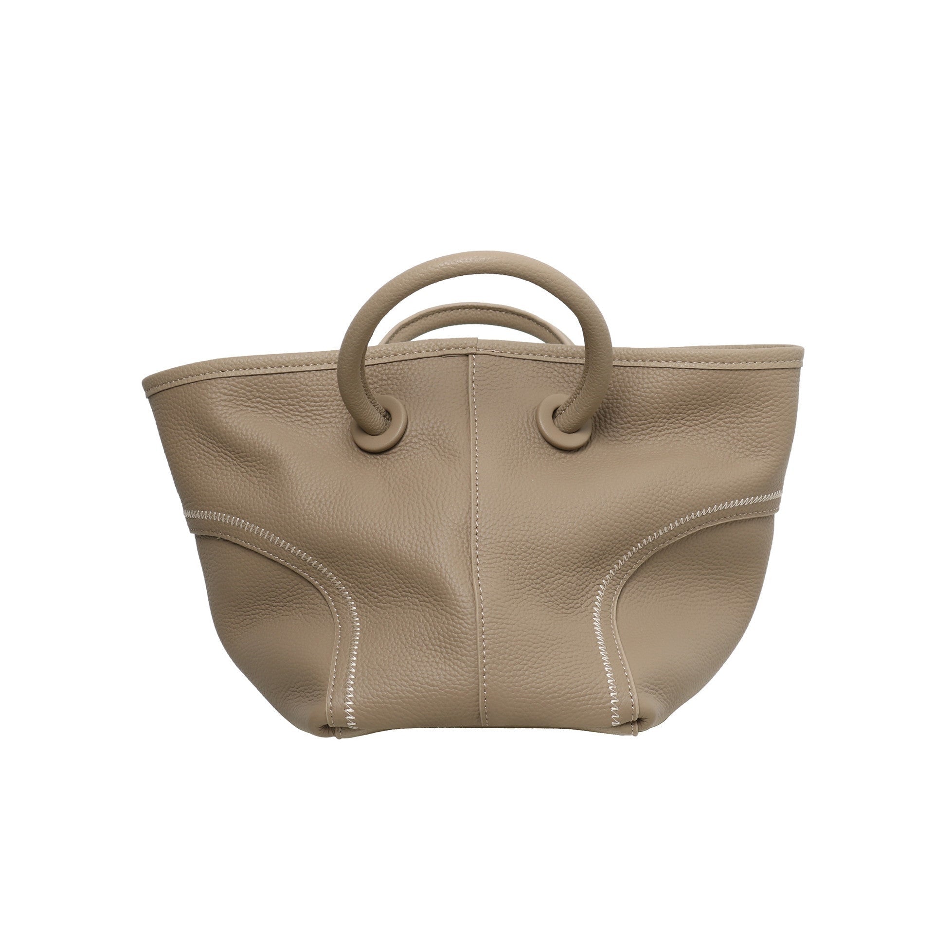 Womens Quilted Leather Bucket Basket Top Handle Bag