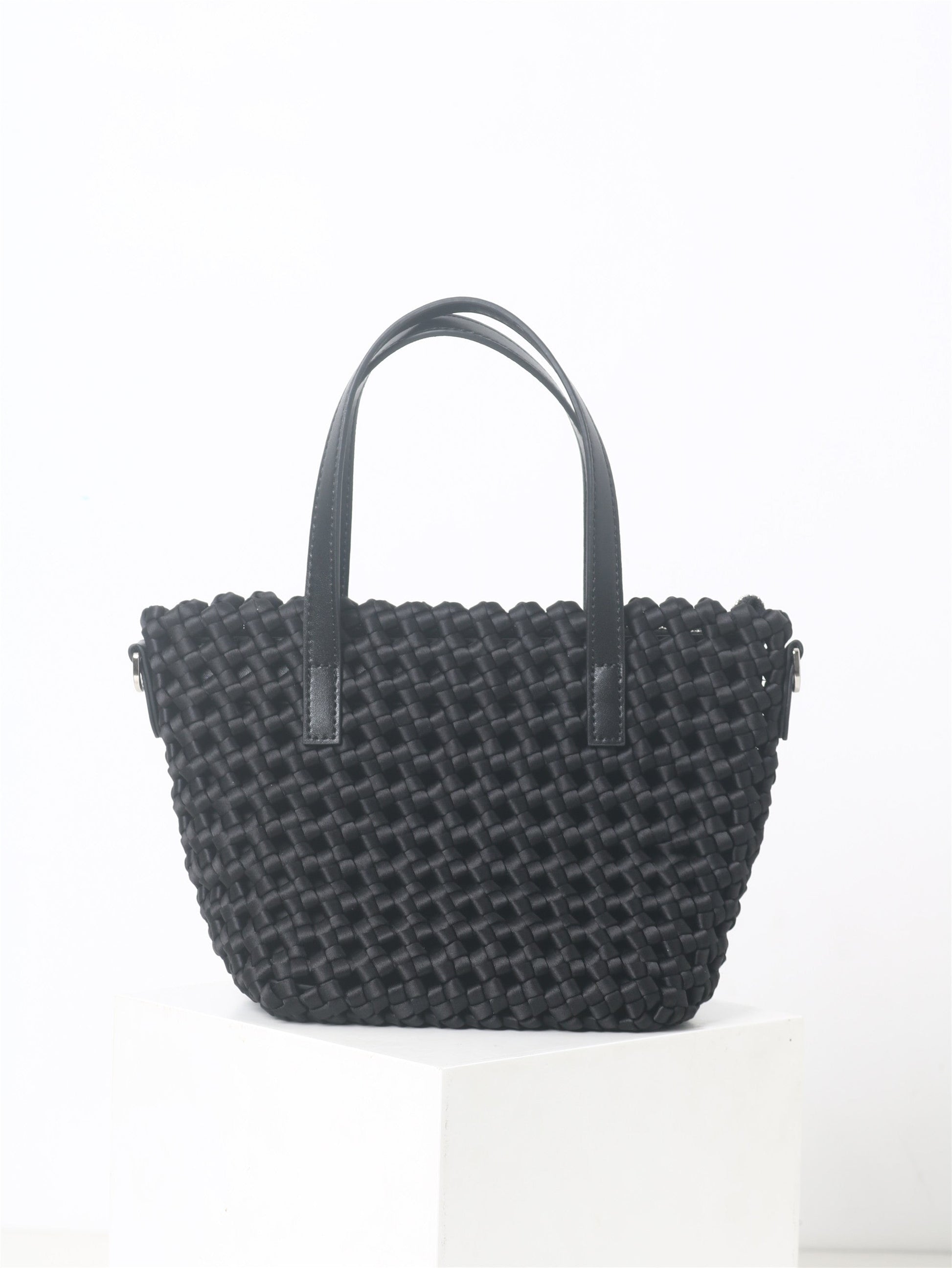 Womens Quilted Leather Mini Drawstring Bucket Bag