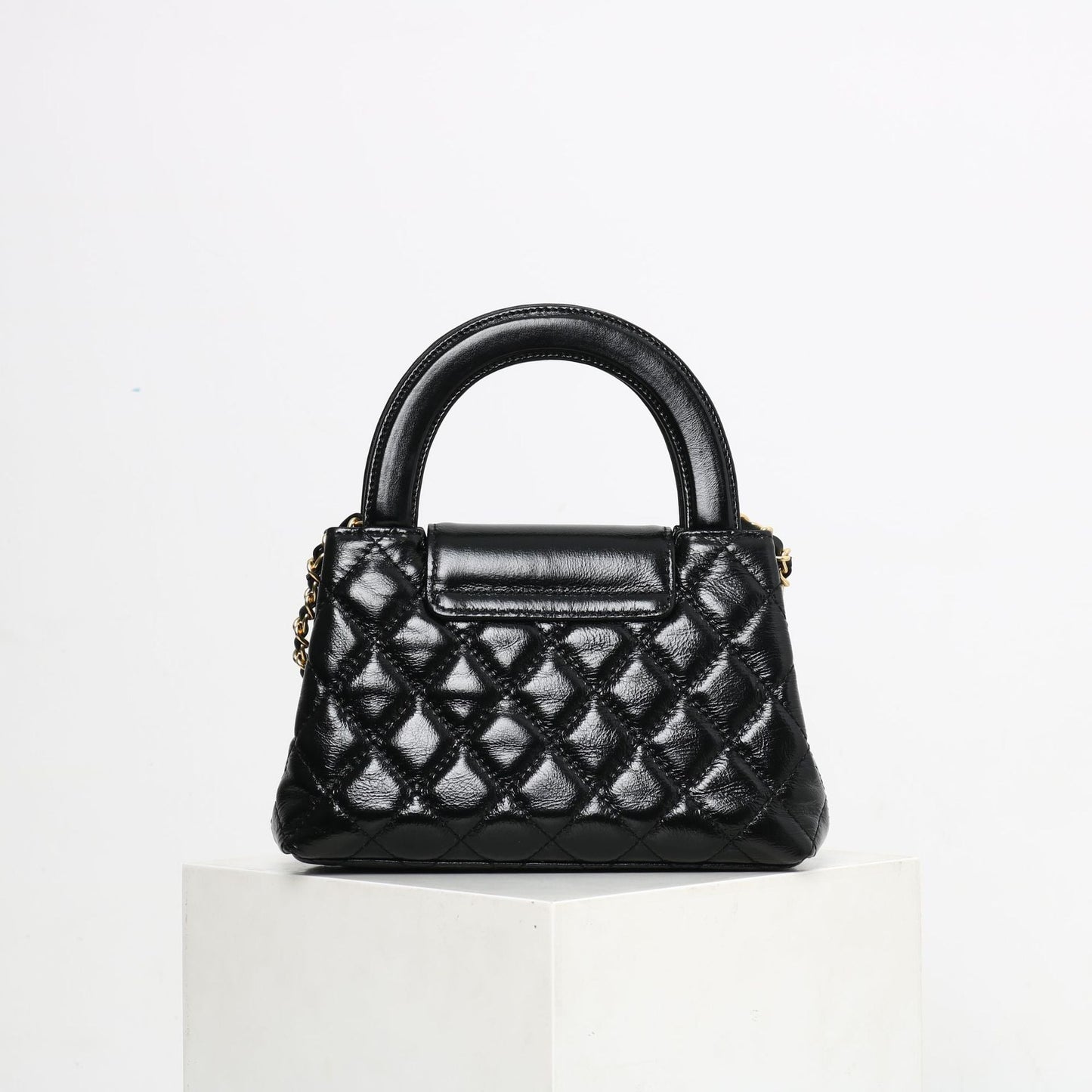Womens Quilted Leather Top Handle Cross Body Bag