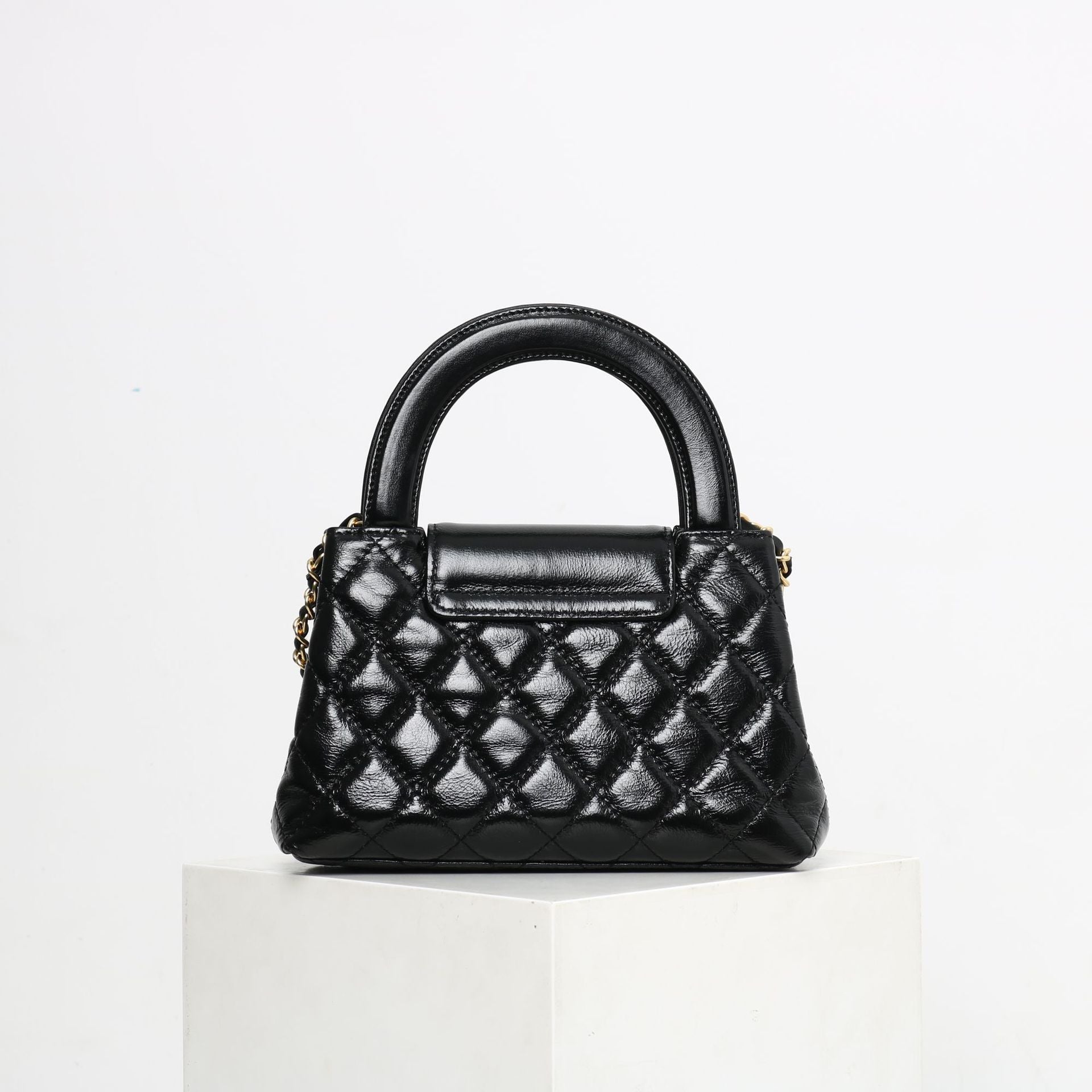 Womens Quilted Leather Top Handle Cross Body Bag