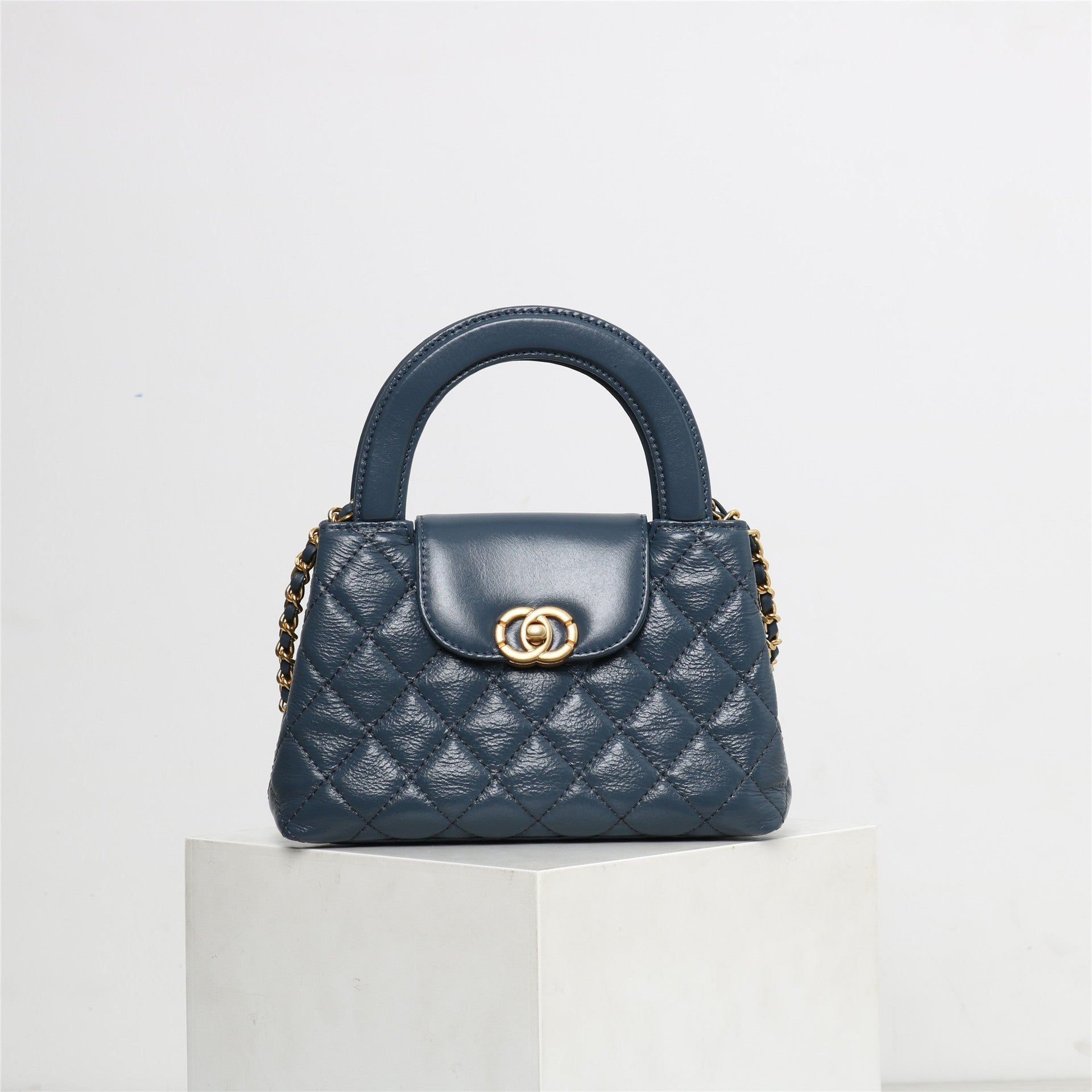 Womens Quilted Leather Top Handle Cross Body Bag