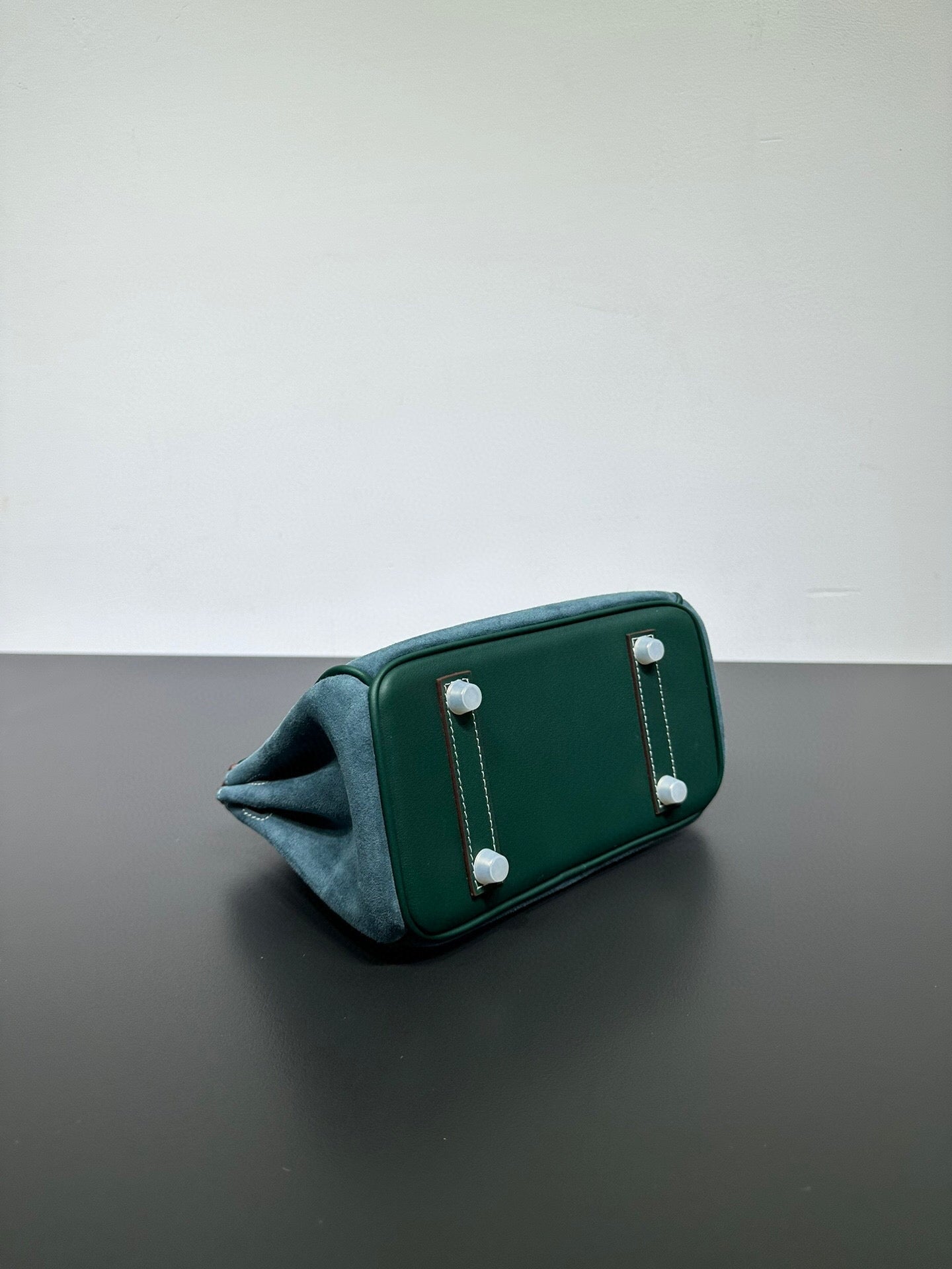 Womens Suede Leather Padlock Top Handle Bag Dark Green