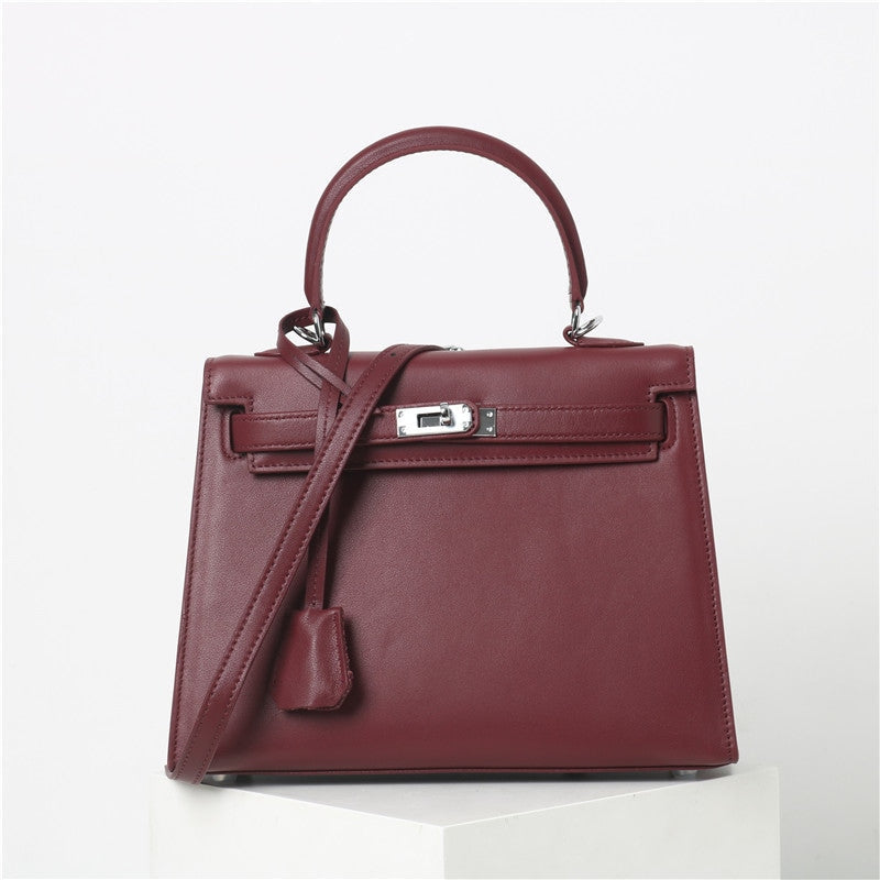 Womens Swift Leather Padlock Top Handle Cross Body Bag
