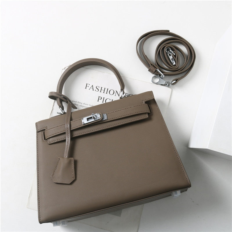 Womens Swift Leather Padlock Top Handle Cross Body Bag