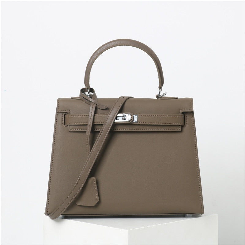 Womens Swift Leather Padlock Top Handle Cross Body Bag