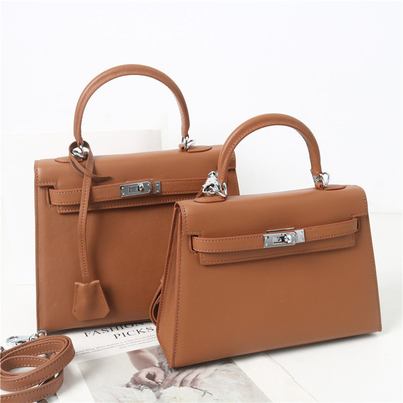 Womens Swift Leather Padlock Top Handle Cross Body Bag