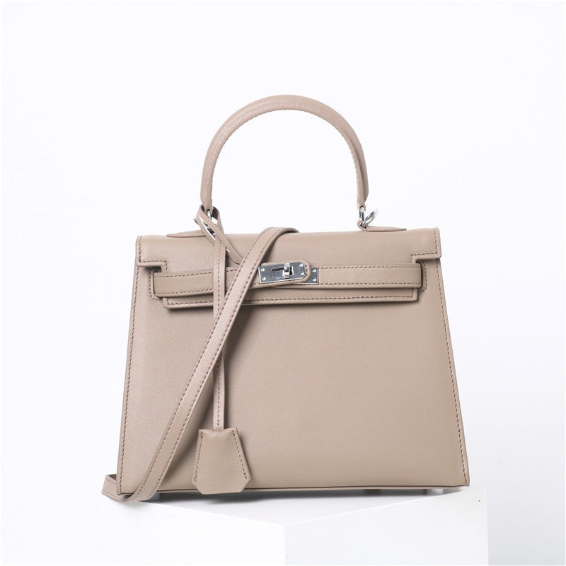 Womens Swift Leather Padlock Top Handle Cross Body Bag