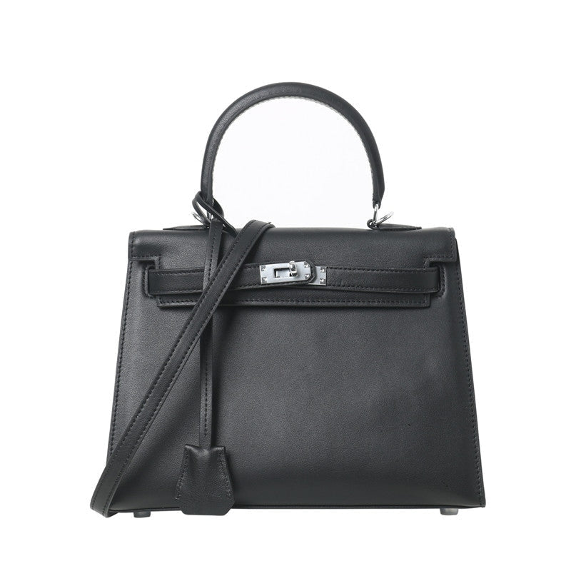 Womens Swift Leather Padlock Top Handle Cross Body Bag