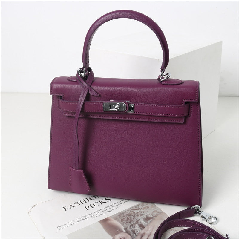 Womens Swift Leather Padlock Top Handle Cross Body Bag