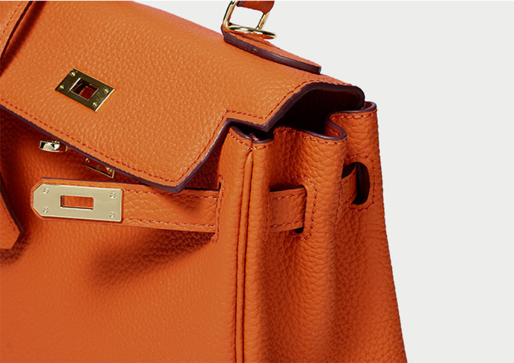 Cross Body Shoulder Bag Grainy Togo Leather Padlock Tote