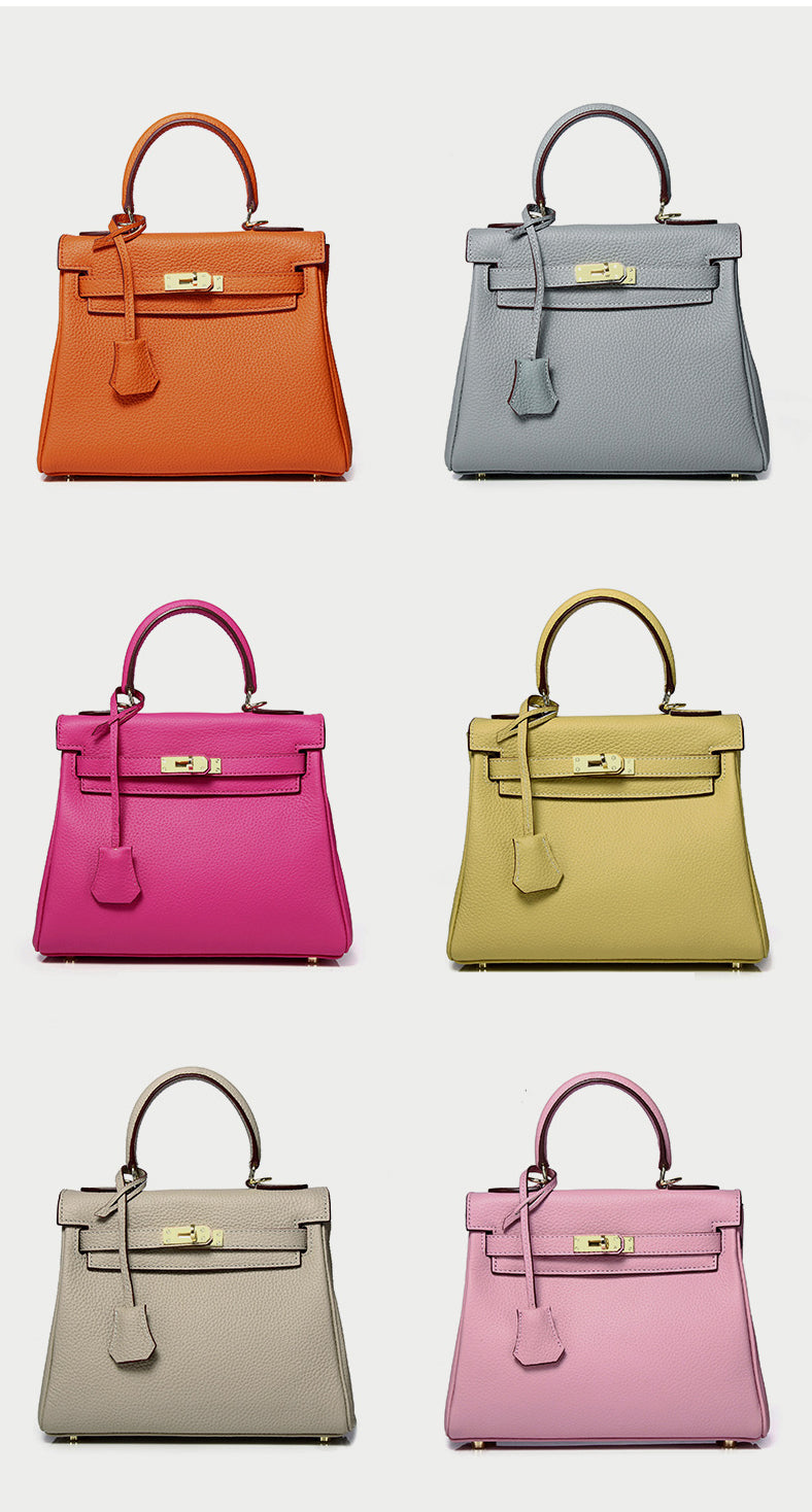 Cross Body Shoulder Bag Grainy Togo Leather Padlock Tote