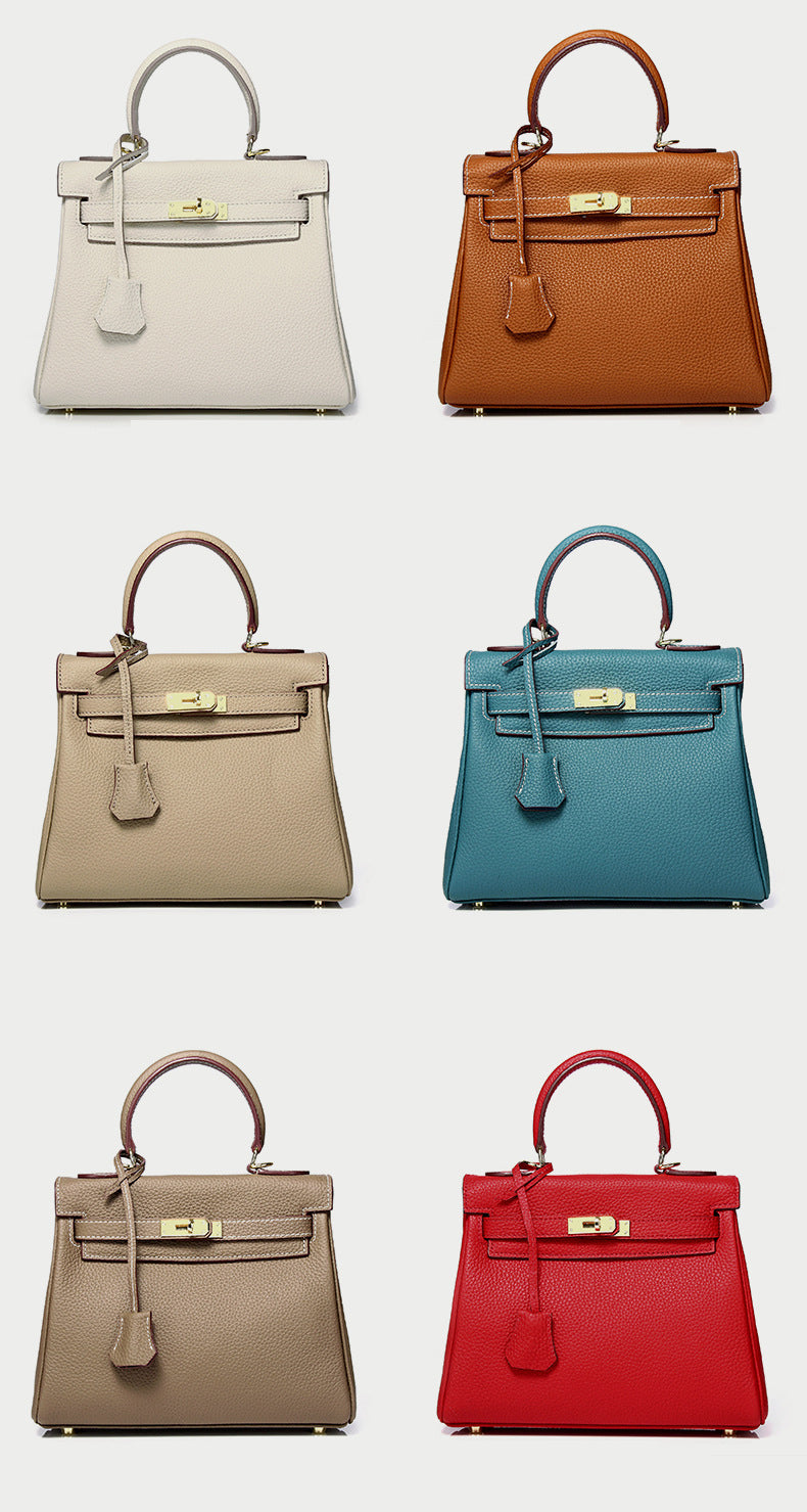 Cross Body Shoulder Bag Grainy Togo Leather Padlock Tote
