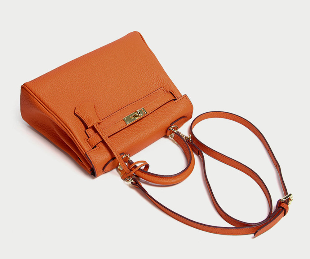 Cross Body Shoulder Bag Grainy Togo Leather Padlock Tote